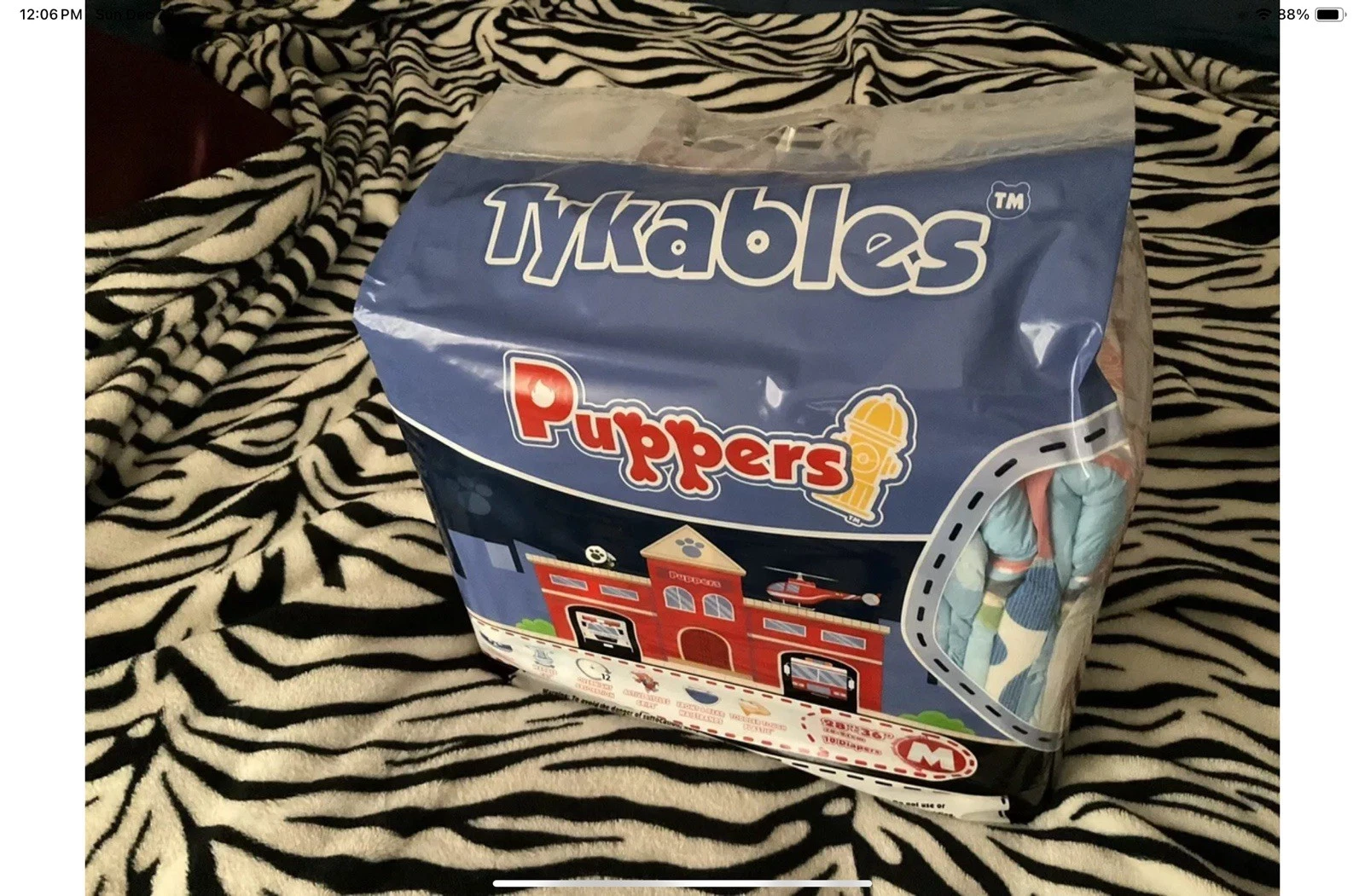 Tykables Puppers Size Medium ABDL Diapers Bag Of 10