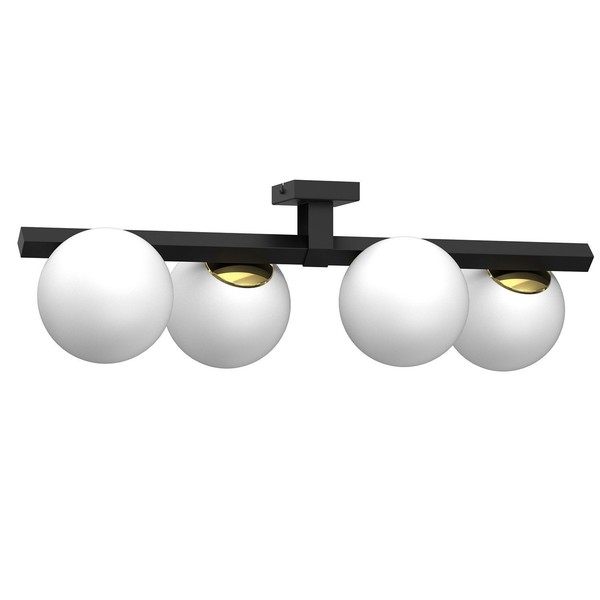 Deckenlampe Glas Metall Schwarz Weiß Gold Schlafzimmer L:70 Cm Deckenleuchte E27-image