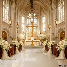 10'x10'Computer-painted Floral Church Wedding Scenic Background Backdrop SD325