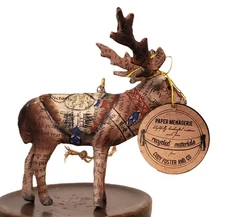 RARE Cody Foster HANDMADE Christmas REINDEER Ornament PAPER MENAGERIE Mache  NWT