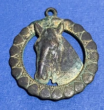 Antique English Bronze Horse Head Harness Medallion – Wreath Design c.1900
