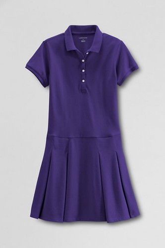 LANDS END Purple School Uniform Short Sleeve Mesh Polo Dress Girls 10+ Plus NEW - Picture 3 of 6