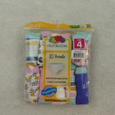 Fruit Of The Loom Underwear Girls Size 4 Briefs Cotton 10 Pairs
