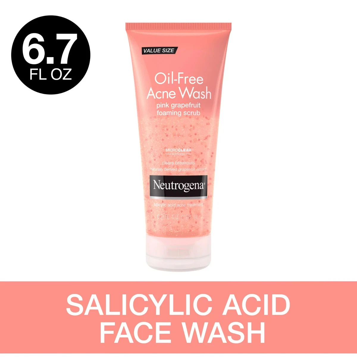 Neutrogena Oil Free Pink Grapefruit Acne Wash Face Scrub 6.7 fl