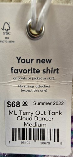 Marine Layer Womens Terry Out Tank Cloud Dancer Off-White M NEW - Picture 11 of 11
