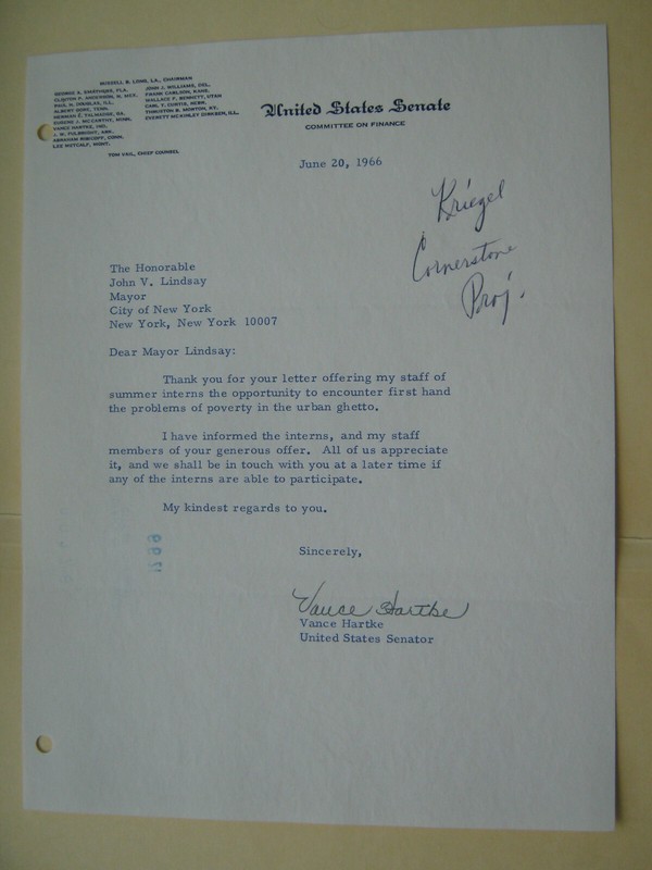 SIGNED personal letter INDIANA Senator VANCE HARTKE genuine VINTAGE rare