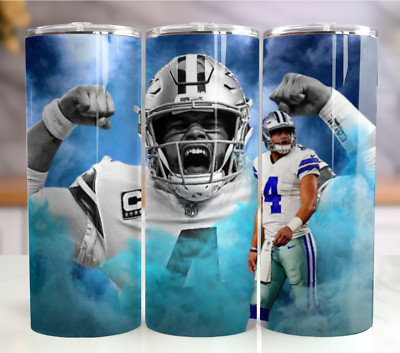 Cowboys Dak Prescott 20oz Insulated Tumbler with Straw - Stainless Steel Mug