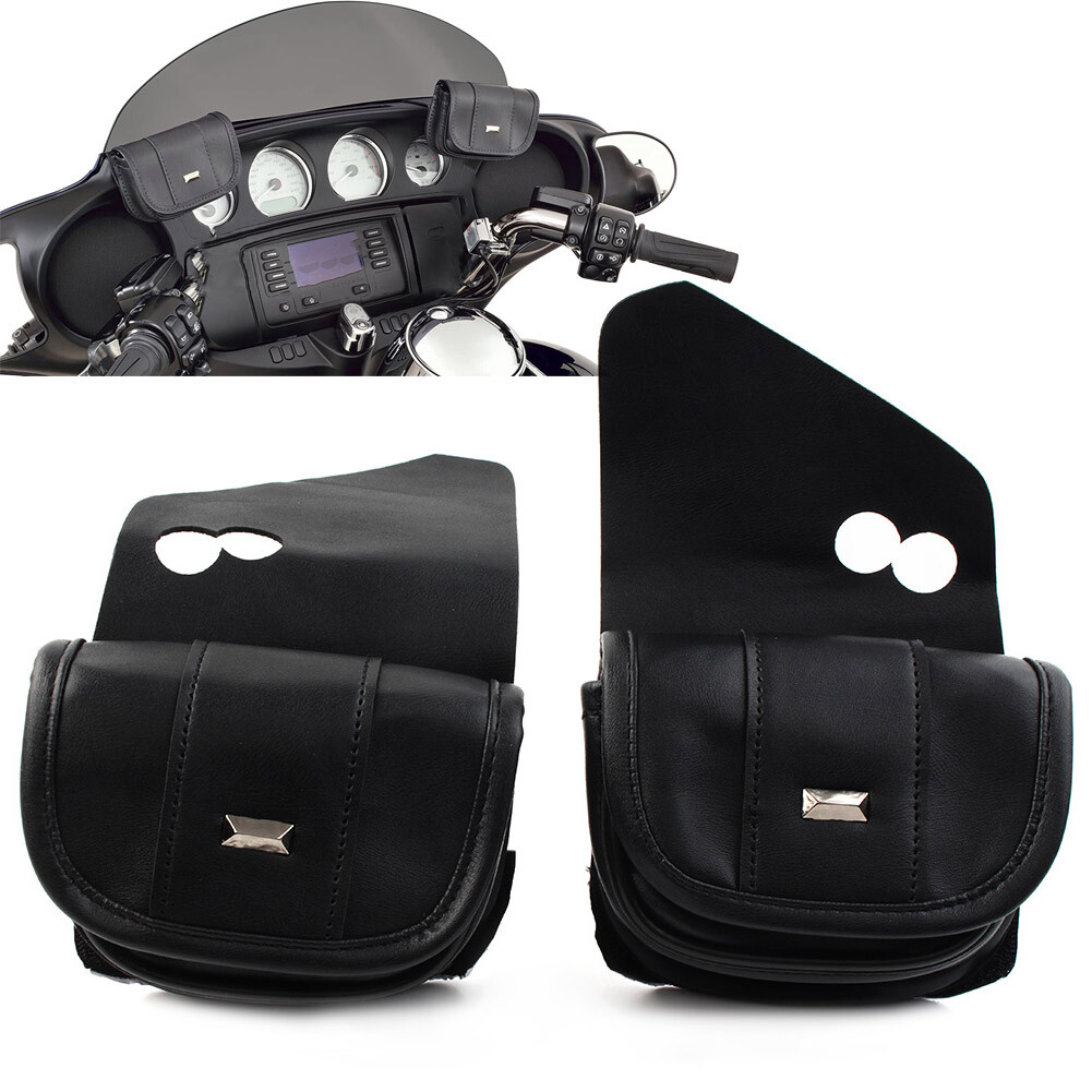 WINDSHIELD BAG 4 ハーレー Black Windshield Fairing Pouch Bag For Harley Touring Street