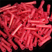 100 pcs Pack 22-18GA AWG Wire Red Nylon Butt Connectors Crimp Terminals Alarm UL