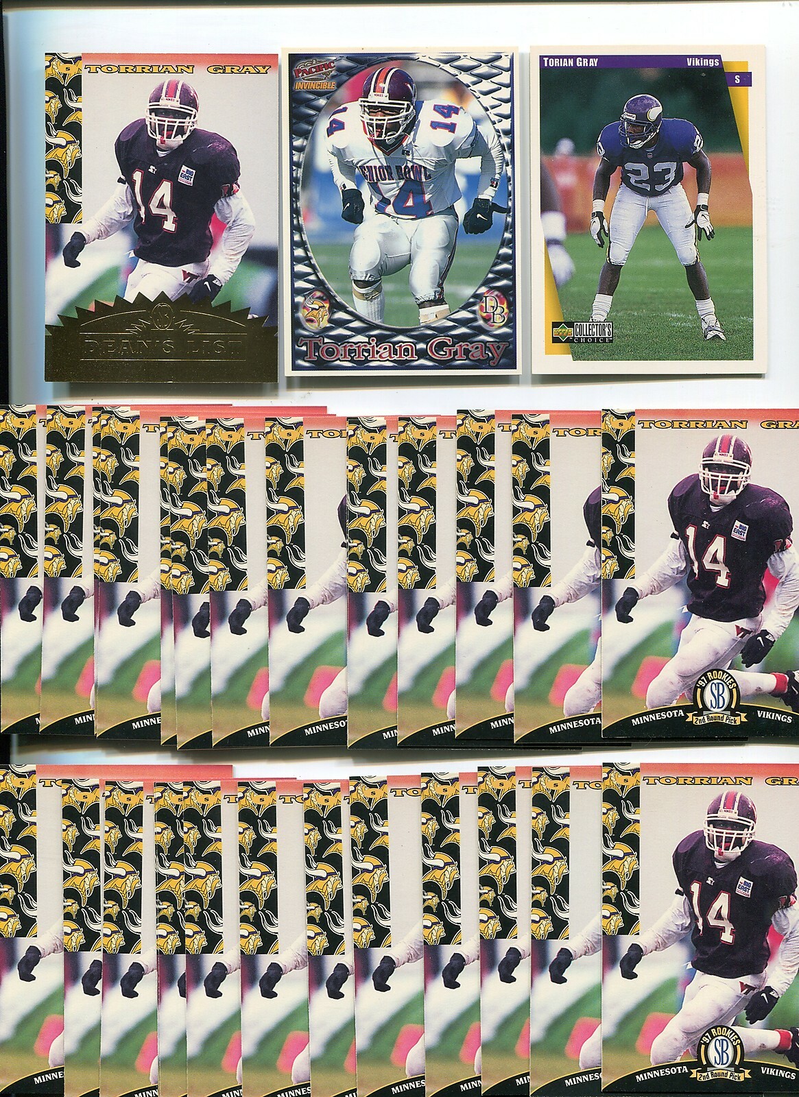 Torrian Gray 32 ROOKIE/INSERT card lot Virginia Tech Hokies / Minnesota Vikings