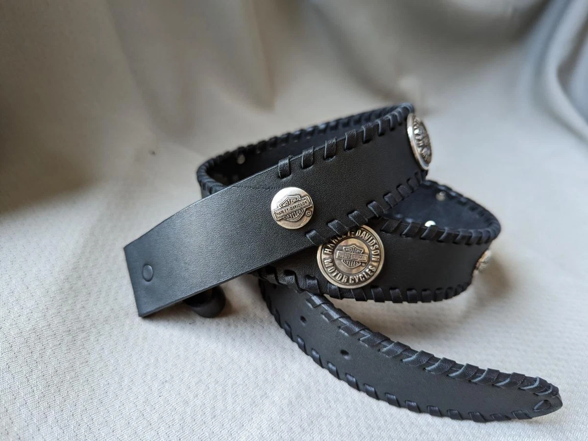 vintage HARLEY DAVIDSON leather belt CONCHO black 36 motorcycle eBay