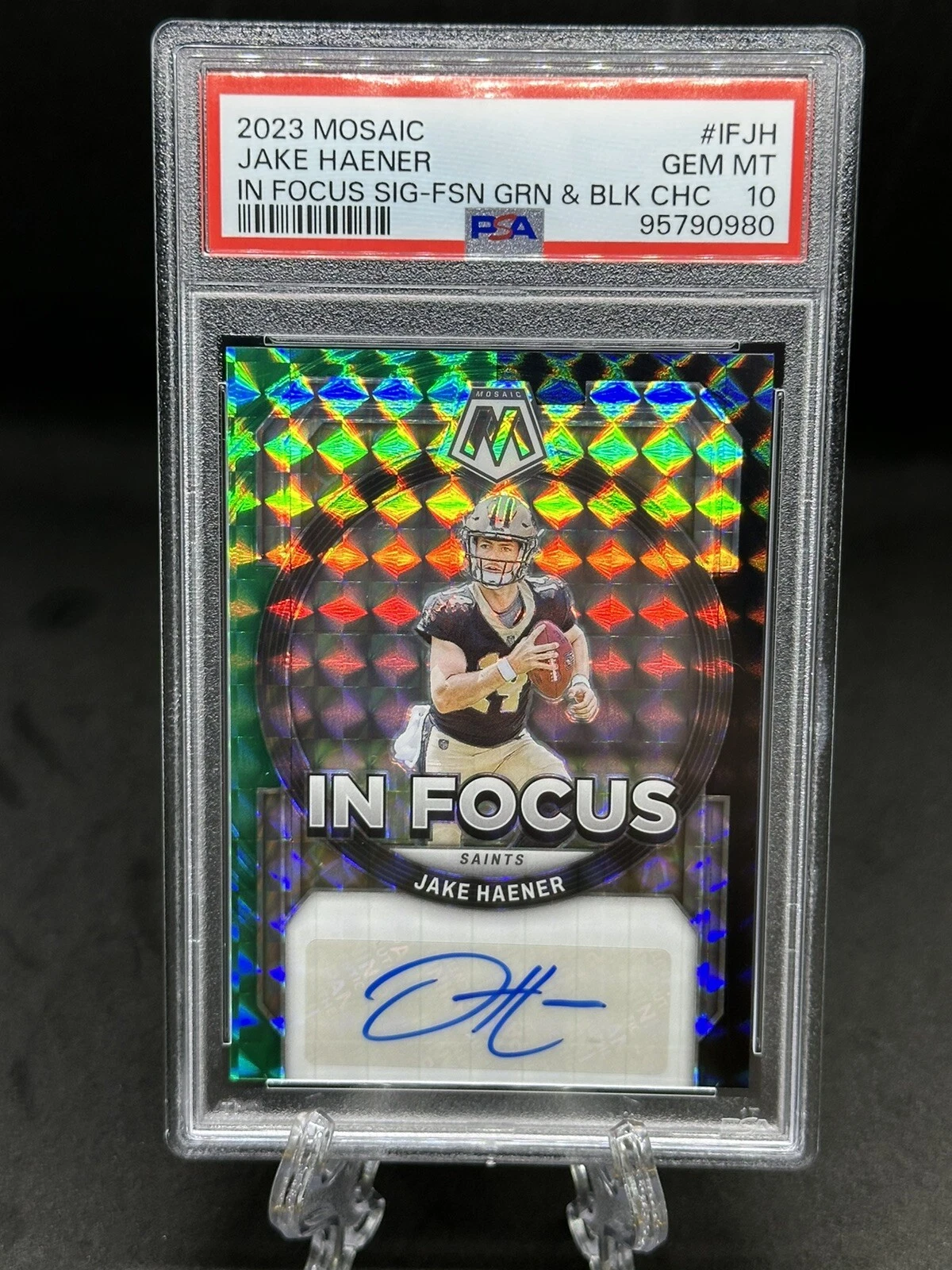 Jake Haener Panini Mosaic in Focus Signature #IFJH Fusion Green & Black Choice