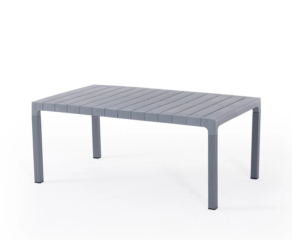4pcs Garden Patio Bistro Coffee Sofa Set 2 Chairs Table Grey Plastic Outdoor Set - Image 2 of 4