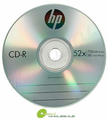 HP Blank 52X CD-R CDR 700MB Recordable Branded Logo LOT = 50 TO
