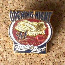 2001 Opening Night Milwaukee Brewers v Cincinnati Reds pin at Miller Park c37252