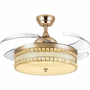 42 Gold Invisible Crystal Ceiling Fan Light Remote Control