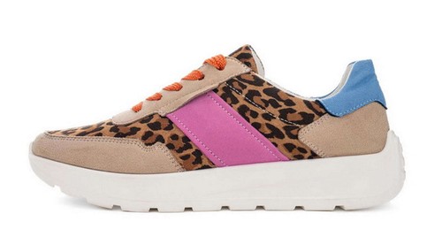 Zapato bajo Ara New beige marrón leopardo cuero zapatos con cordones zapatillas plantilla ancho H - Imagen 2 de 5