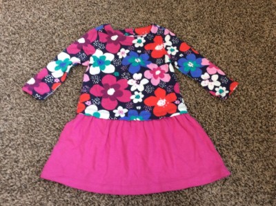 NWT Gymboree Girls Floral Flowers Pink Purple Knit LS Dress 18-24 M | eBay