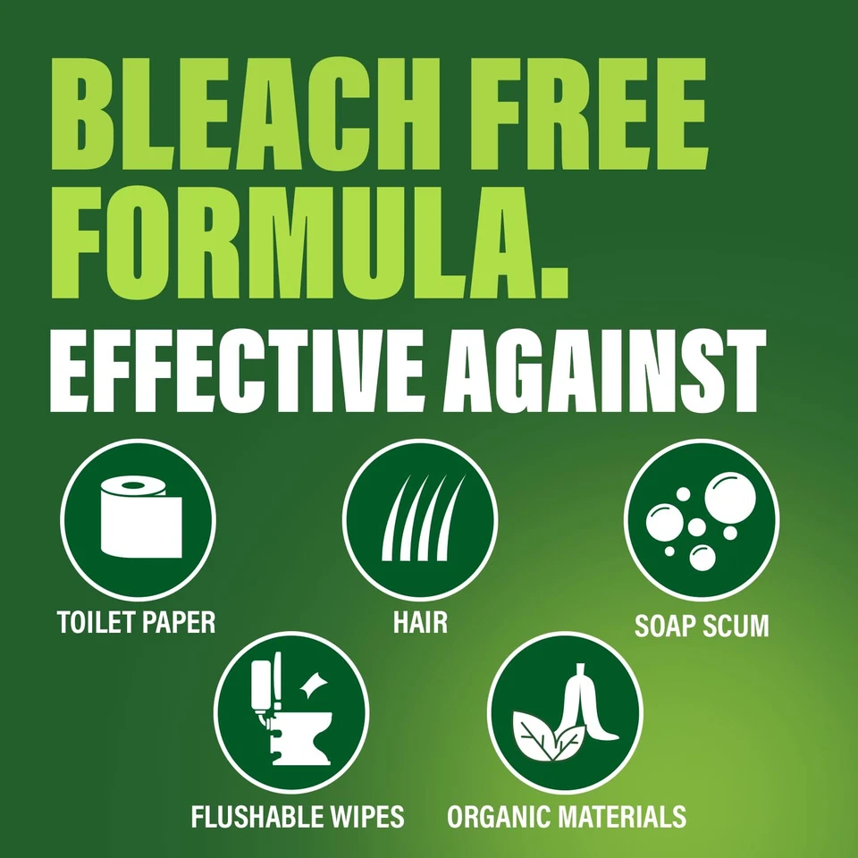 Green Gobbler Drain Clog Dissolver 15.5 Fl Oz 2 Pack Hair Soap Toilet Paper Safe - Image 4 of 4