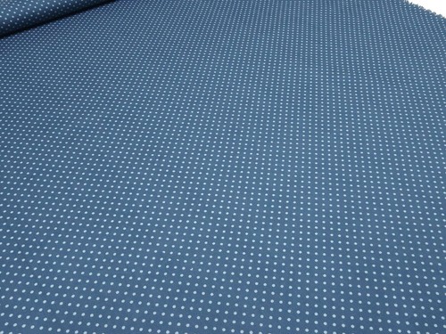 Tessuto cotone popeline 2,5 mm pois jeans blu azzurro tessuto per abiti - Foto 2 di 4