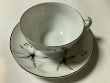 Vintage Fukagawa CUP  SAUCER SET Silver Trim 745 Arita Japan