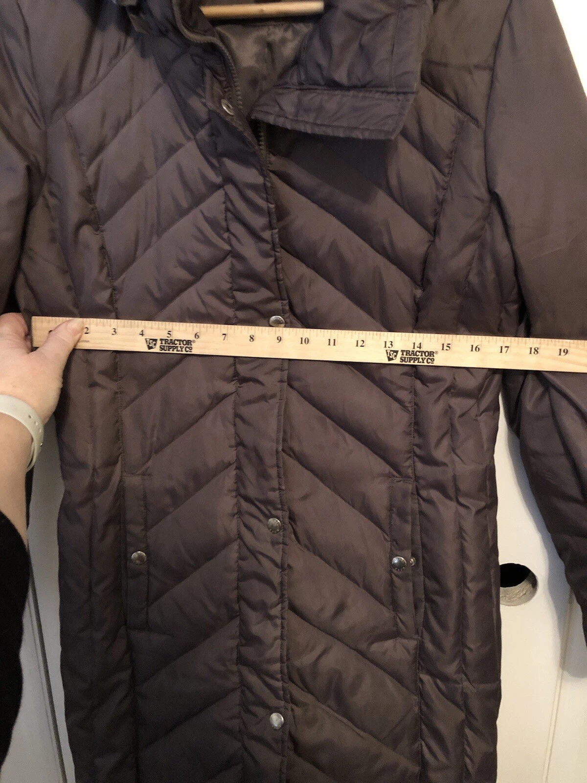 Giacca donna Michael Kors grigia lunga nylon piumino waterfowl piuma cappuccio zip S