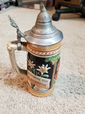 Antique Vintage German Beer Stein Verandern Sich Im Augenblick 9 Inches 