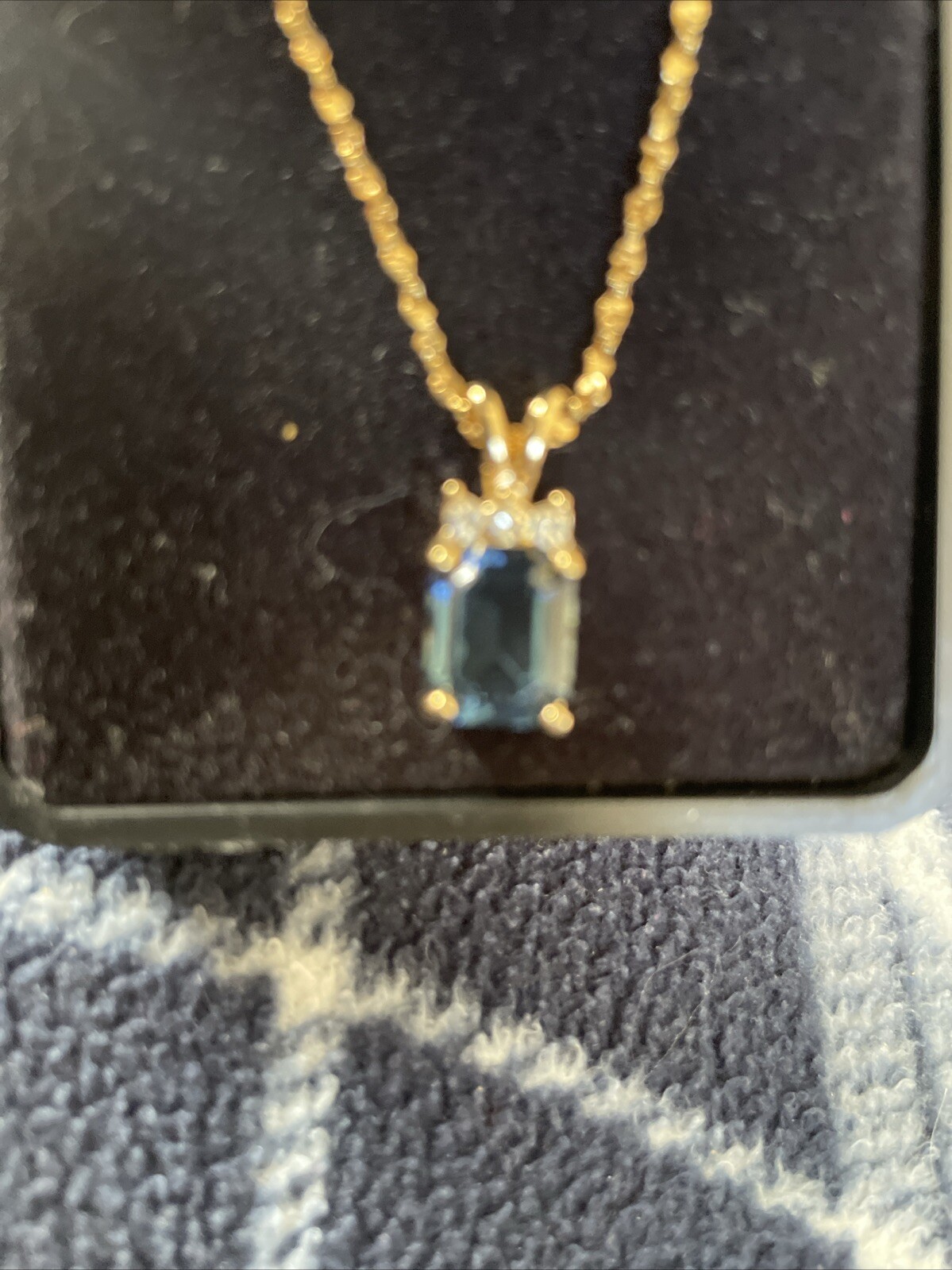 10k Rectangular Blue Topaz And 3 Small Zirconias … - image 2