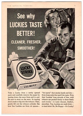 LUCKY STRIKE CIGARETTES Vintage 1950's 6.5