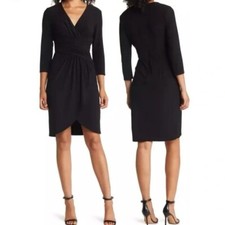 Eliza J Womens Dress Size 0 Black Twist Front Stretch Tulip Hem Cocktail New