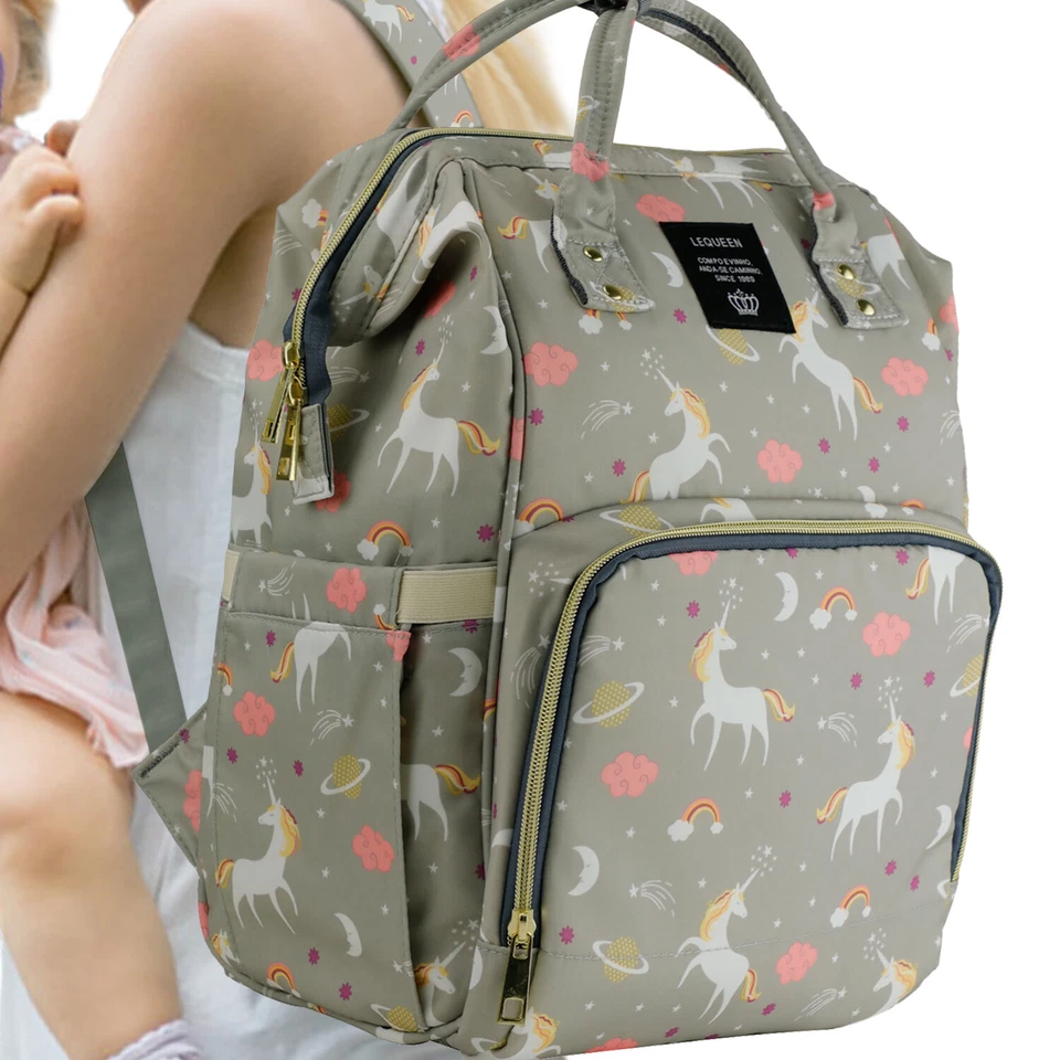 LEQUEEN Mummy Baby Diaper Bag Backpack Maternity Nappy Changing Bag Waterproof - Image 3 of 4