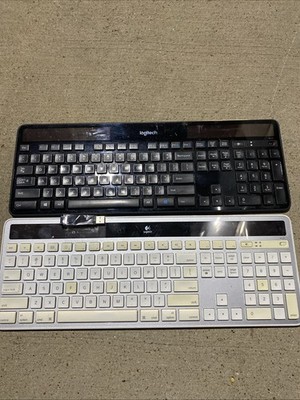 Logitech K750 Lot of 2 Wireless Solar Keyboard 1 Receiver Need Batteries Mac PC
