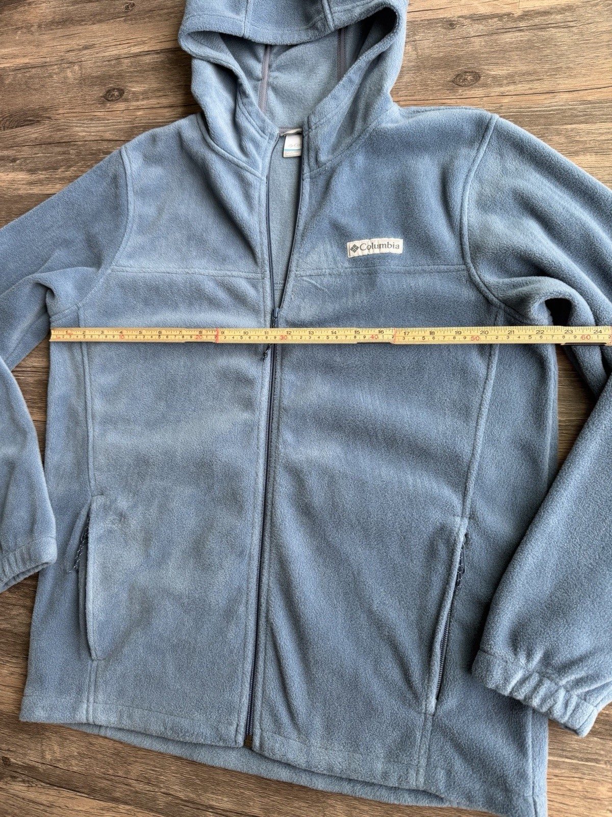 Columbia Fleece Jacket Mens M Blue Hooded Full Zip Outdoor Hiking Lightweight thumbnail 6