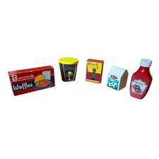 Wooden Block Pretend Play Food Grocery Store For Play Or Display 5 Piece Set