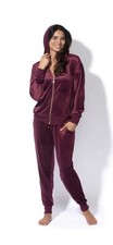 NWT Women's FELINA Burgundy Velour Hoodie and Jogger Set Size XXL
