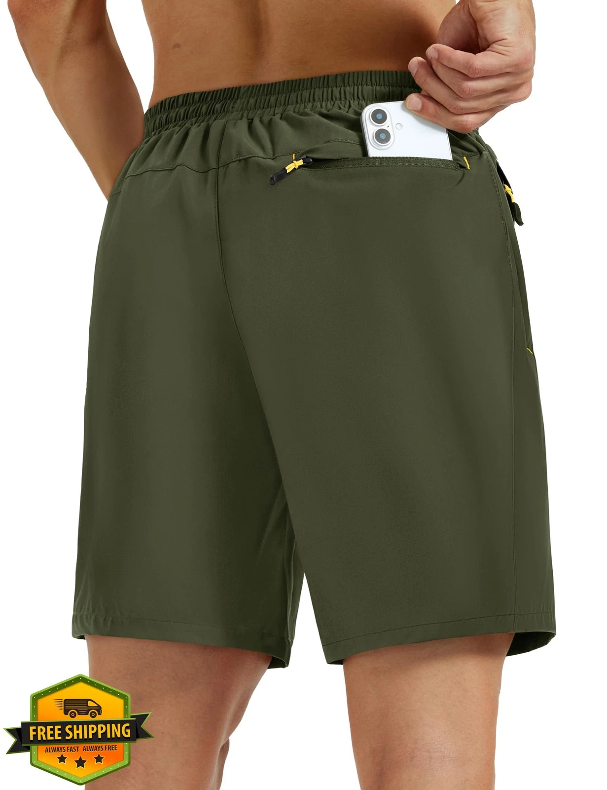 MAGCOMSEN Mens Hiking Shorts 7" Quick Dry Lightweight 3 Zip Pockets