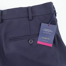 NEW Charles Tyrwhitt Mens Navy Blue Twill Wool Dress Pants Classic Fit 36W 38U