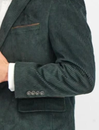 Chaqueta Blazer Tallia Hombres Delgada Pana Verde Oscuro 44 R NUEVA $295 VENZ1TSS0004 Foto 3 de 4