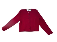 VTG The Eagle’s Eye Boiled Wool Cardigan Sweater RED Beautiful Size 10