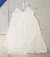 Womens White Mini Lace V Neck Dress Vtg Size S Cotton Empyre READ #1451