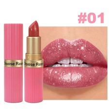 Glitter Lipstick Rose Pink Long-Lasting Waterproof Shiny Velvet Finish