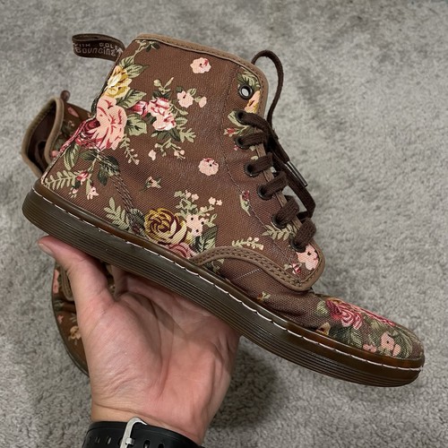 Dr Martens Shoreditch Boots Womens Size 7 Brown Floral Canvas Air Wair - Picture 3 of 10