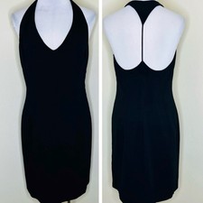 Y2K David Meister Sheath Dress 10 Womens V-Neck Halter T-Back Cocktail Vintage