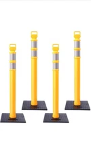 Kanayu 49 Inch Traffic Delineator Posts 4 Pack with 8.8 Lbs Rubber Base