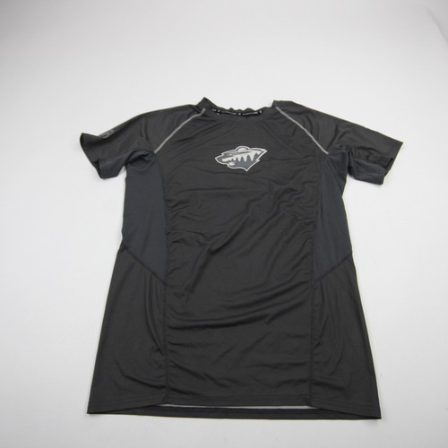 Iowa Wild Fanatics NHL Pro Authentics Short Sleeve Shirt Men's Dark Gray Used L