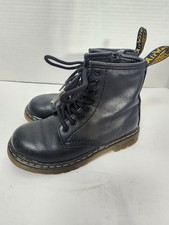 DR. MARTENS 1460J Black Patent Side Zip Lace-Up Combat Boot Youth Kid Size 11