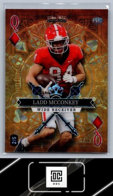 2023 Wild Card 5 Card Draw #SD-LM Ladd McConkey Queen Heart Rainbow Orange #/5