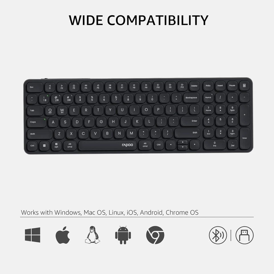 Rapoo E9350L Multi-Device Wireless Keyboard, Blade-Series 99-Key Ultra-Thin 2.4G - Image 2 of 4