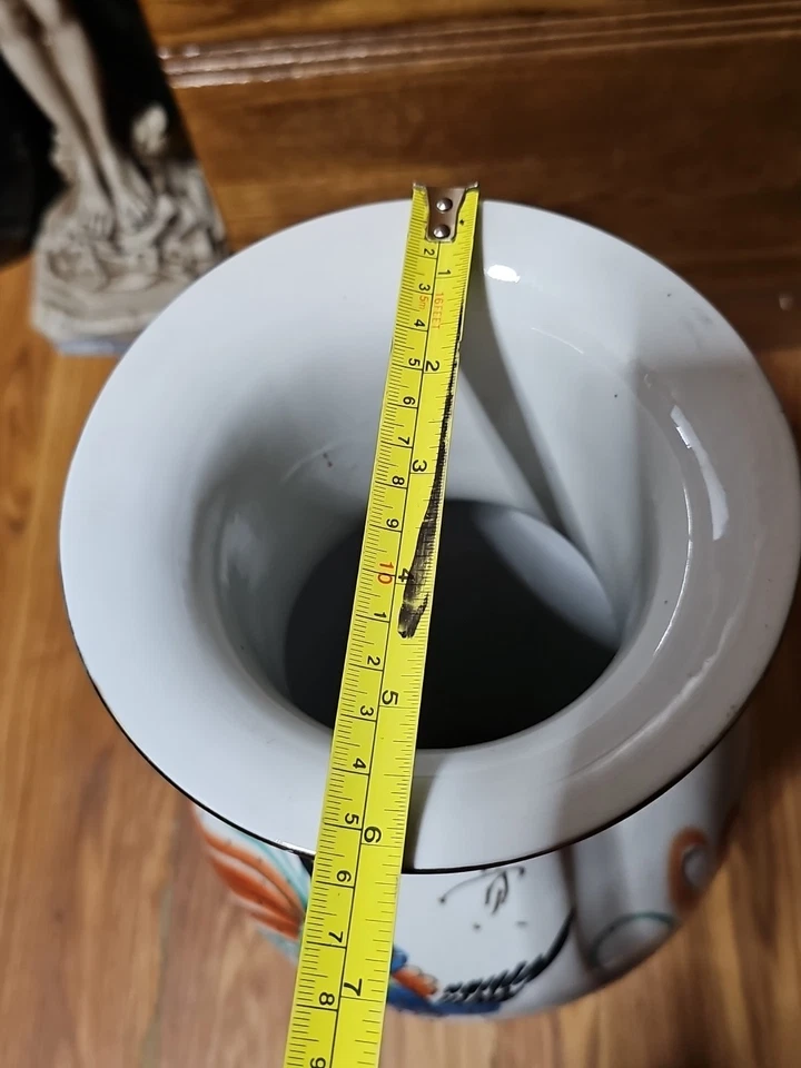 Jarrón dorado vintage floral asiático pájaro dragón rojo jardinero oriental 18" de alto Foto 3 de 4