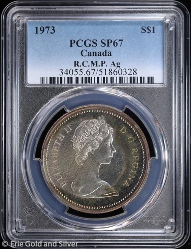 1973 $1 Canada Royal Canadian Mounted Police Silver Dollar PCGS SP 67 | Toned